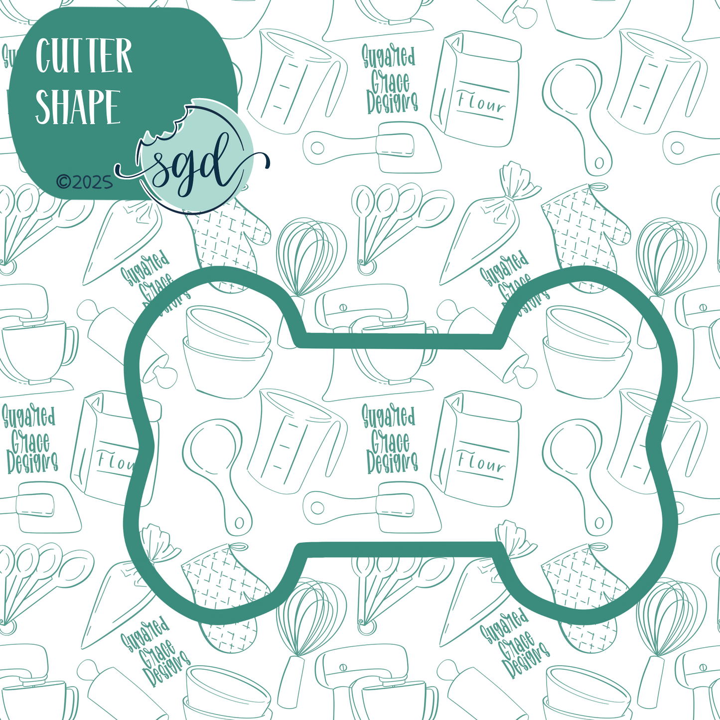 Classic Dog Bone Cookie Cutter with PNG Images to Match - Hand Drawn Graphics for Edible Ink Printers