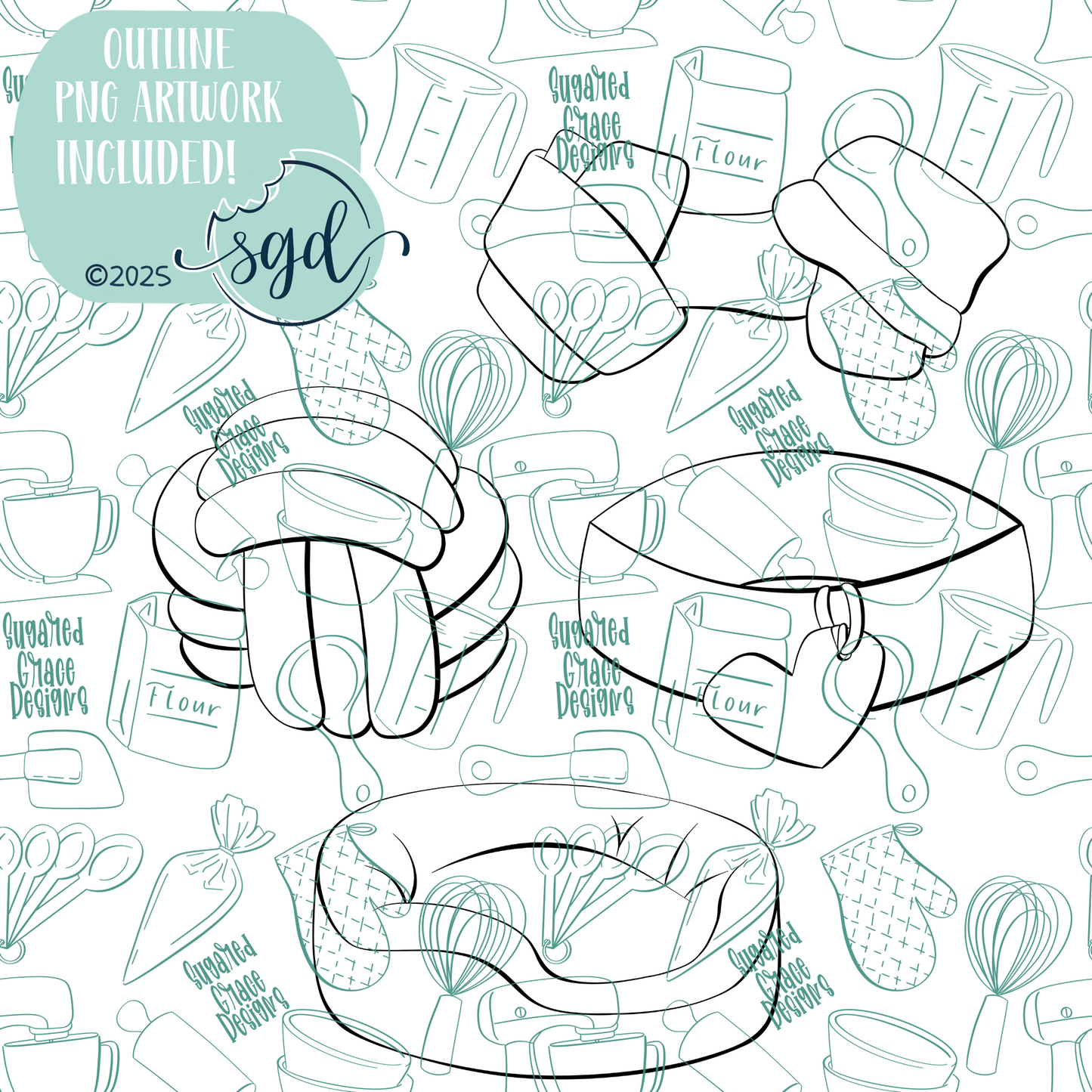 Pampered Dog Cookie Cutter STL File Set of 4 with PNG Images to Match - For 3D Printing and Edible Ink Printers