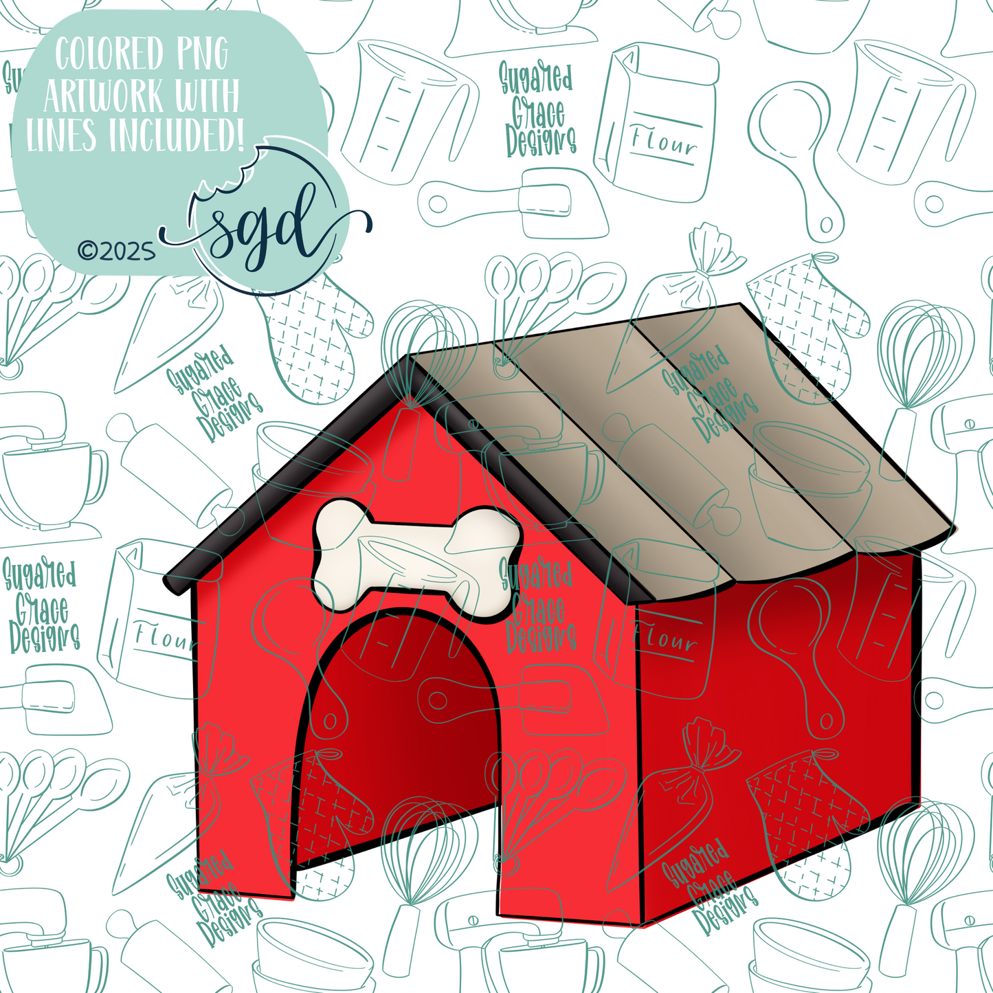 Dog House Cookie Cutter STL File  with PNG Images to Match - For 3D Printing and Edible Ink Printers