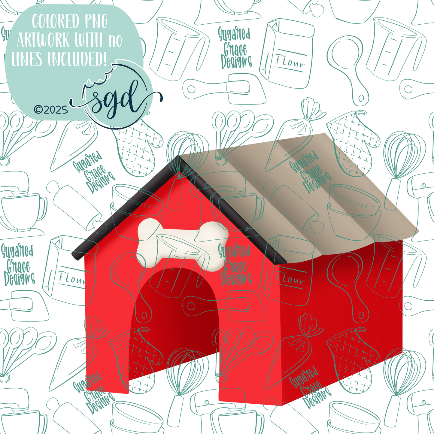 Dog House Cookie Cutter STL File  with PNG Images to Match - For 3D Printing and Edible Ink Printers