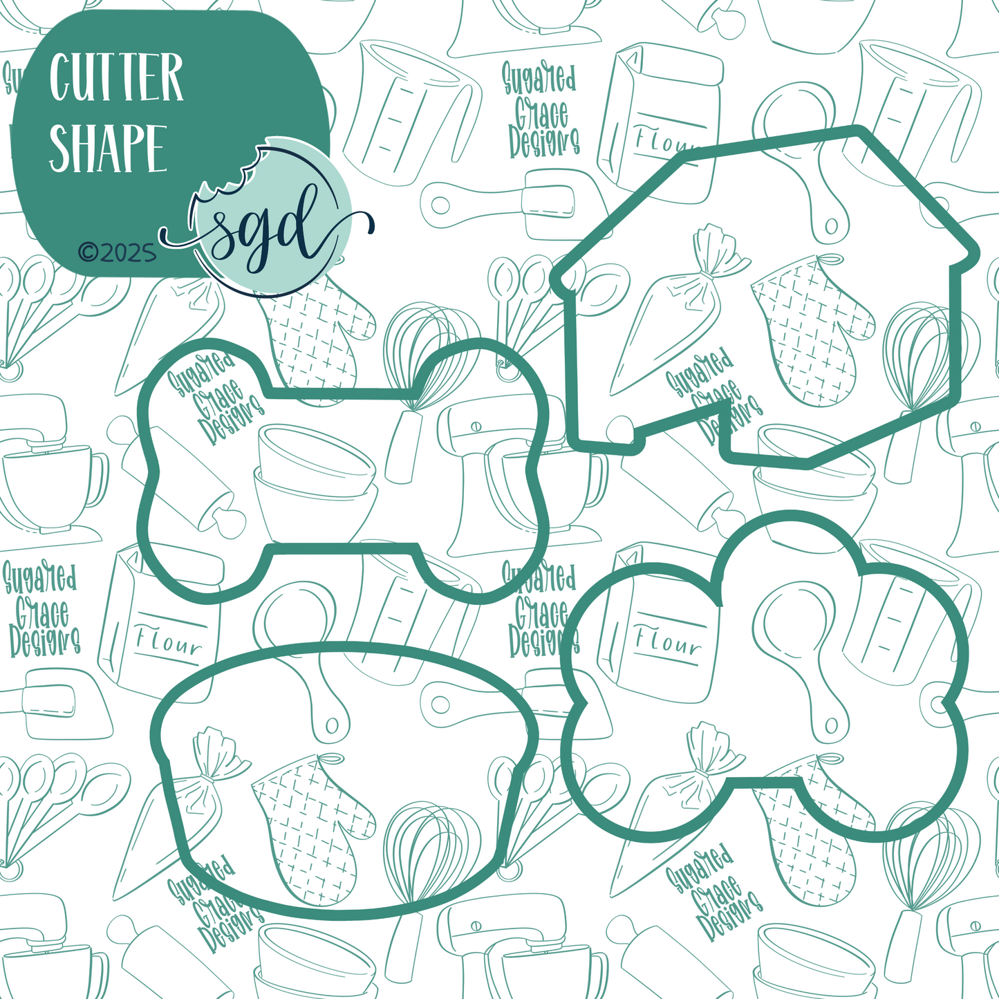 Classic Dog Cookie Cutter Set of 4 with PNG Images to Match - Hand Drawn Graphics for Edible Ink Printers