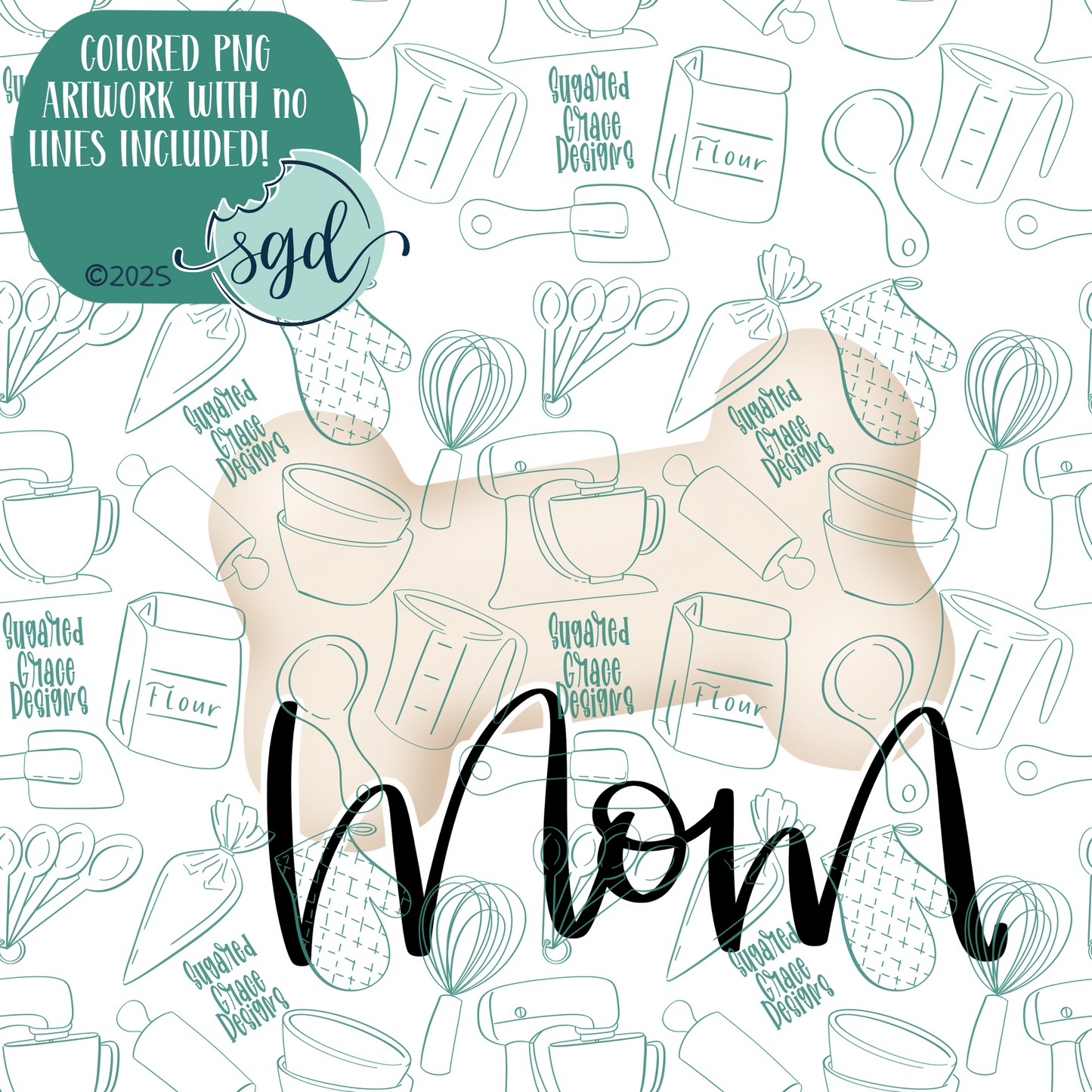 Dog Mom Plaque Cookie Cutter with PNG Images to Match - Hand Drawn Graphics for Edible Ink Printers