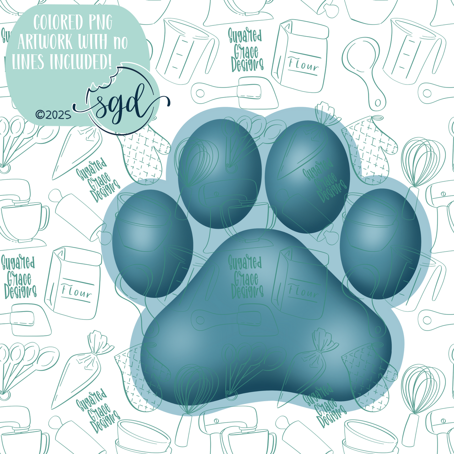 Dog Paw Cookie Cutter STL File  with PNG Images to Match - For 3D Printing and Edible Ink Printers