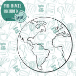 Planet Earth Cookie Cutter with PNG Images to Match - Hand Drawn Graphics for Edible Ink Printers