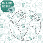 Planet Earth Cookie Cutter with PNG Images to Match - Hand Drawn Graphics for Edible Ink Printers