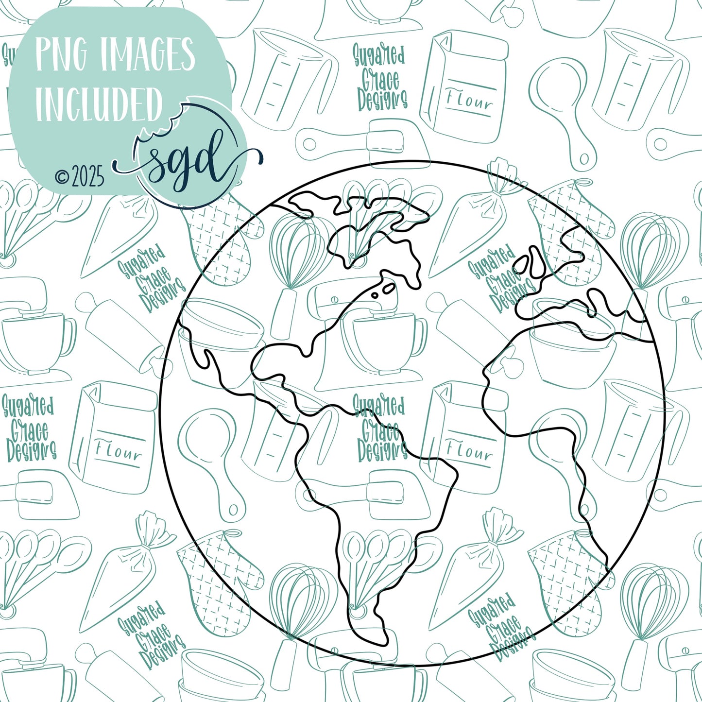 Earth Cookie Cutter STL File  with PNG Images to Match - For 3D Printing and Edible Ink Printers