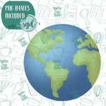 Planet Earth Cookie Cutter with PNG Images to Match - Hand Drawn Graphics for Edible Ink Printers