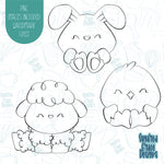 Easter Animal Cookie Cutter Set of 3 with Matching PNG Images for Edible Ink Printers Including Eddie