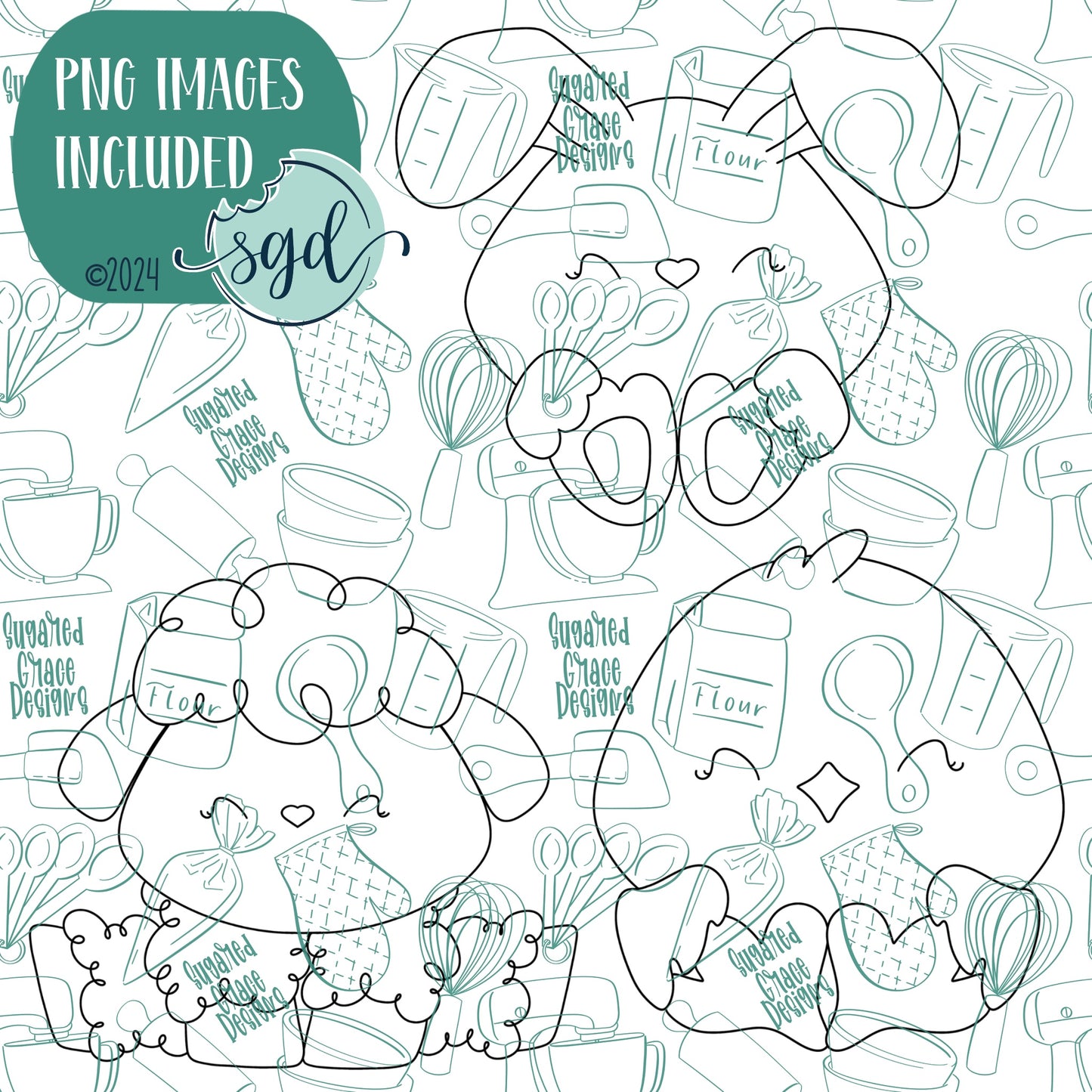 Easter Animal Cookie Cutter Set of 3 with Matching PNG Images for Edible Ink Printers Including Eddie