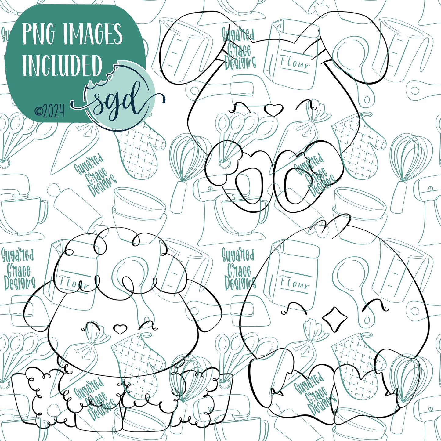 Easter Animal Cookie Cutter Set of 3 with Matching PNG Images for Edible Ink Printers Including Eddie