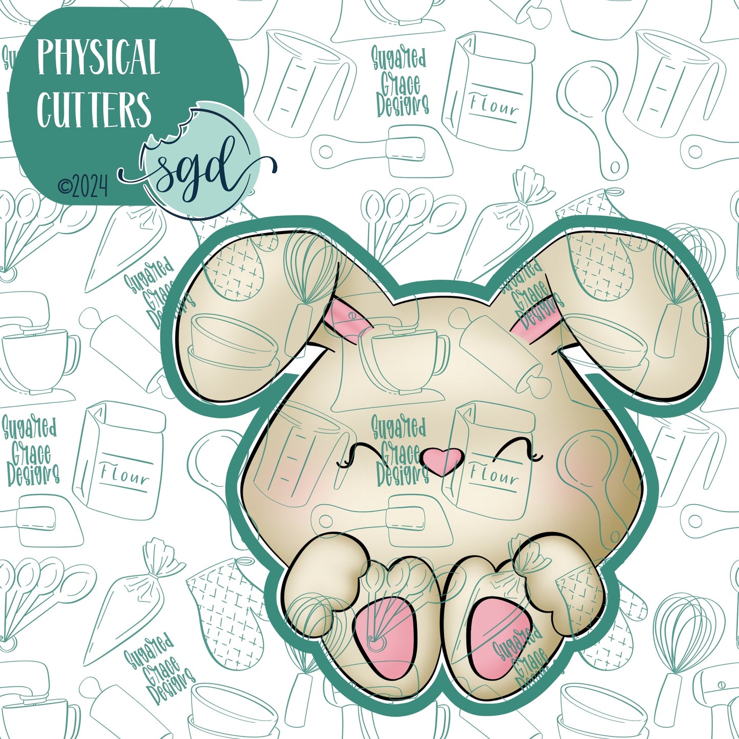 Bunny Cookie Cutter with Matching PNG Images for Edible Ink Printer Including Eddie