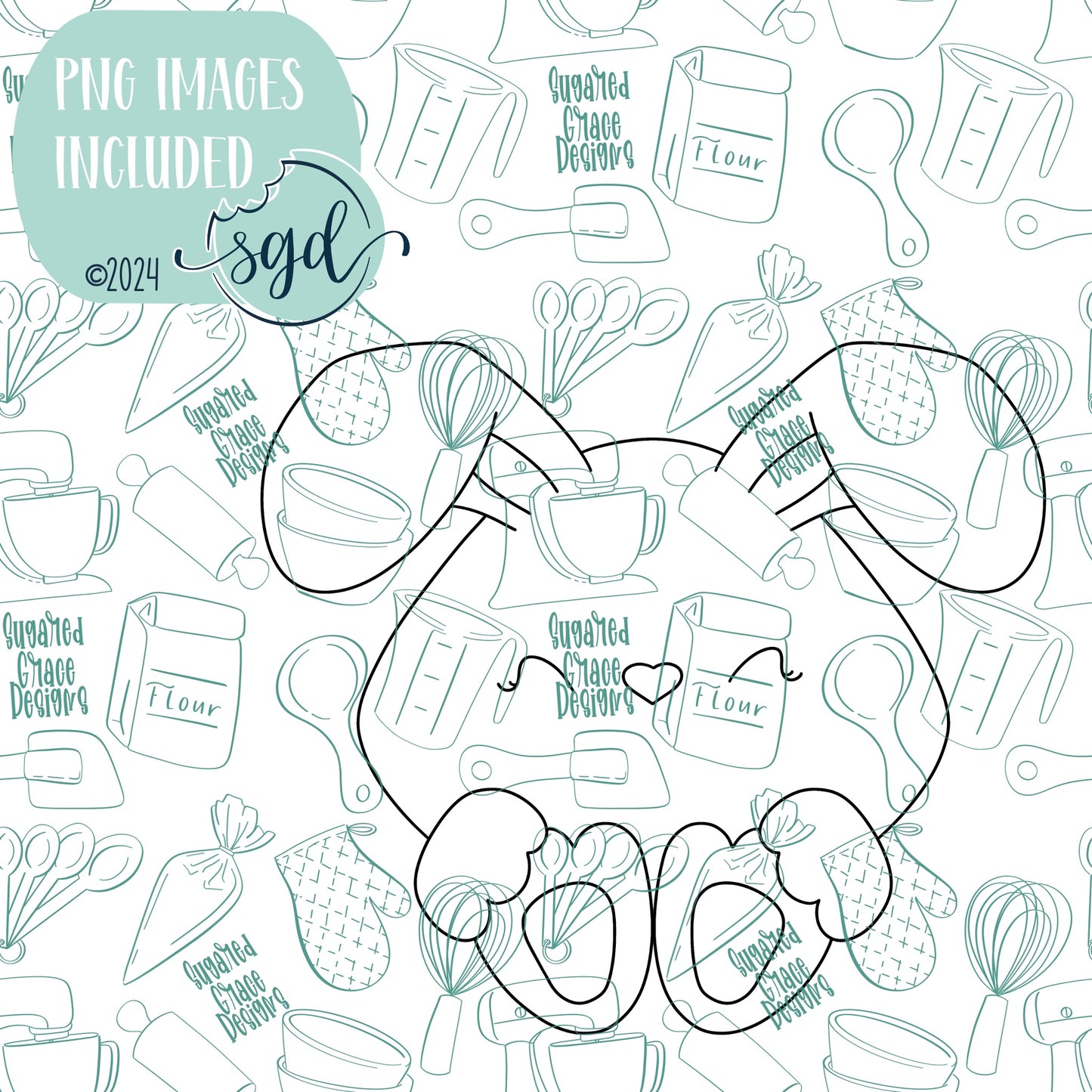 Easter Bunny Cookie Cutter STL File  with PNG Images to Match - For 3D Printing and Edible Ink Printers