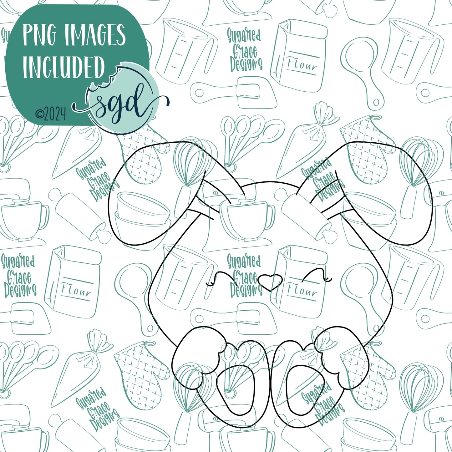 Bunny Cookie Cutter with Matching PNG Images for Edible Ink Printer Including Eddie