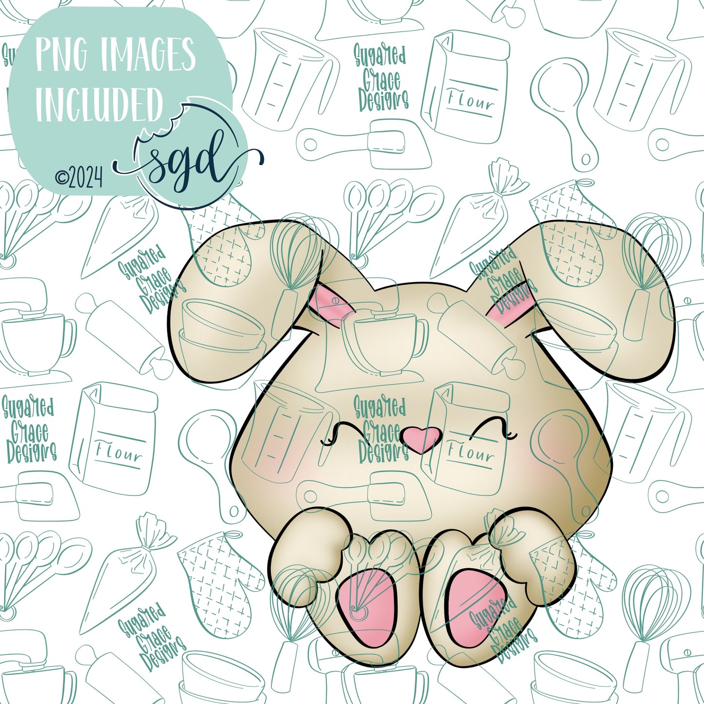 Easter Bunny Cookie Cutter STL File  with PNG Images to Match - For 3D Printing and Edible Ink Printers