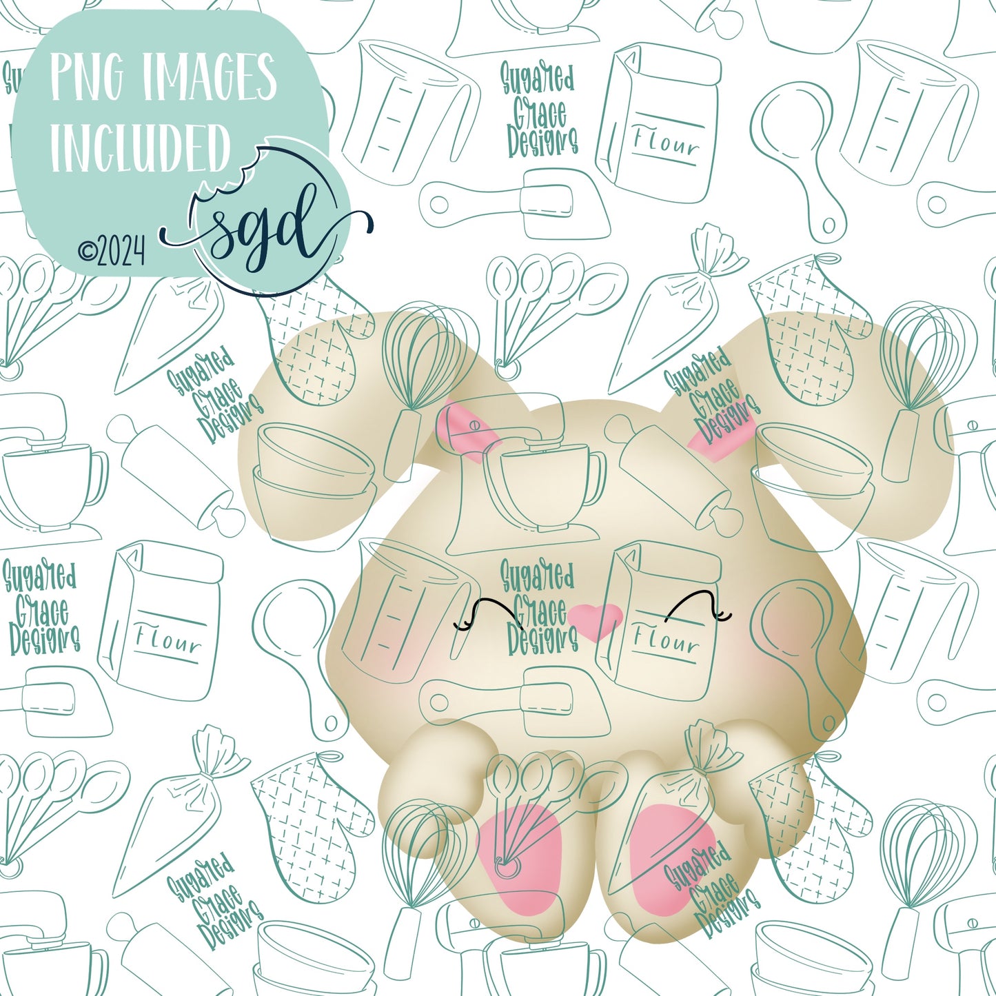 Easter Bunny Cookie Cutter STL File  with PNG Images to Match - For 3D Printing and Edible Ink Printers