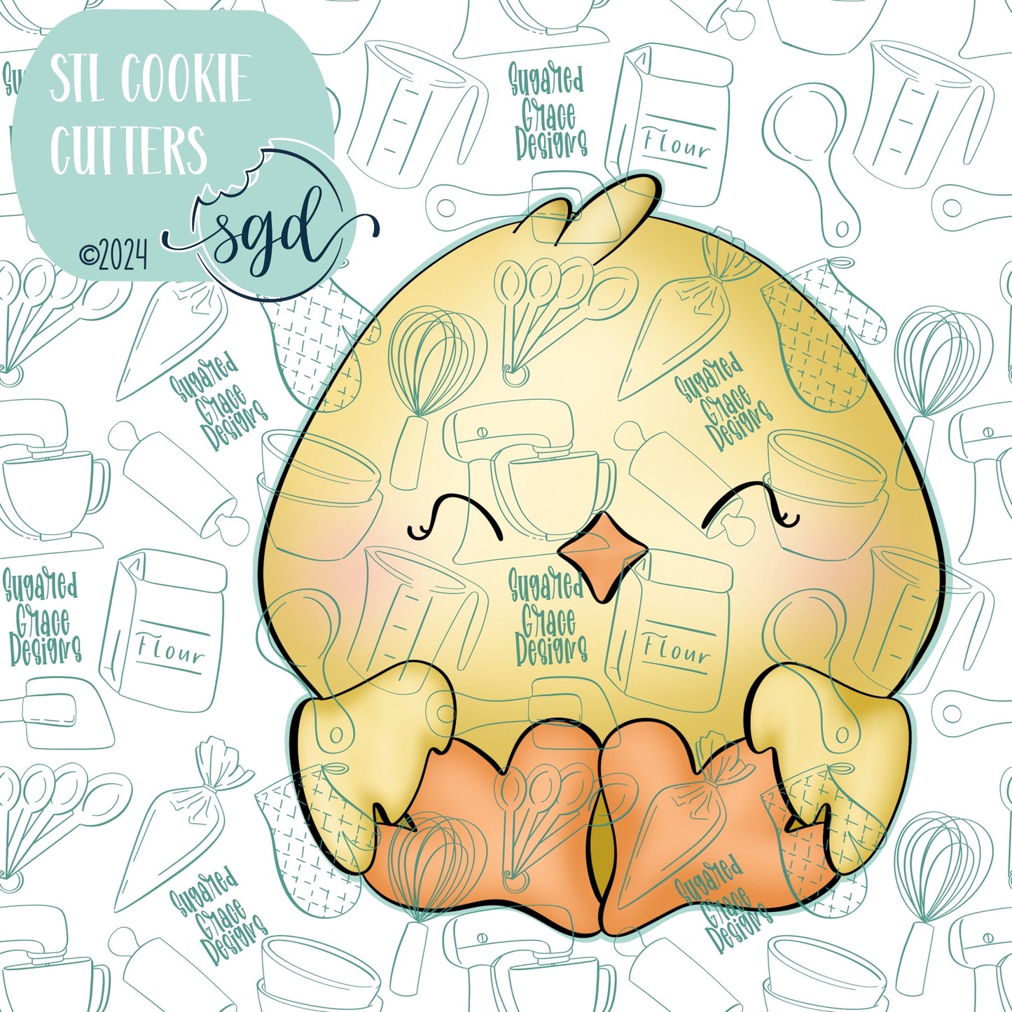 Easter Chick Cookie Cutter STL File  with PNG Images to Match - For 3D Printing and Edible Ink Printers