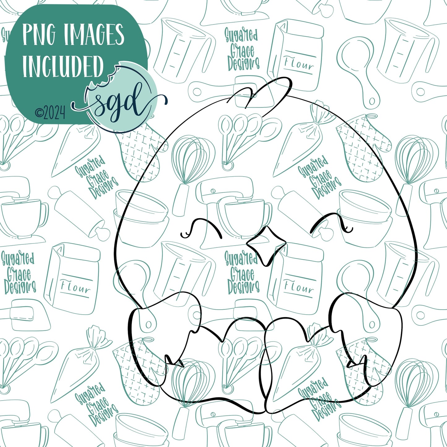 Easter Chick Cookie Cutter with PNG Images to Match - Hand Drawn Graphics for Edible Ink Printers