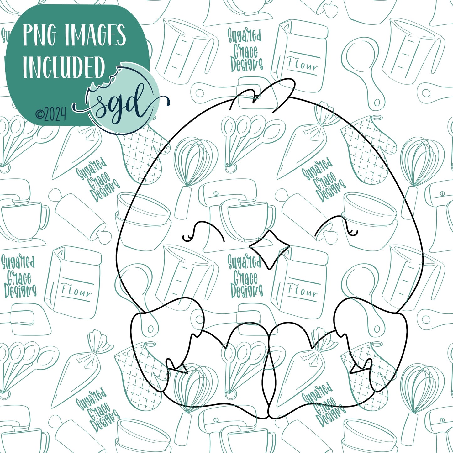 Easter Chick Cookie Cutter with PNG Images to Match - Hand Drawn Graphics for Edible Ink Printers