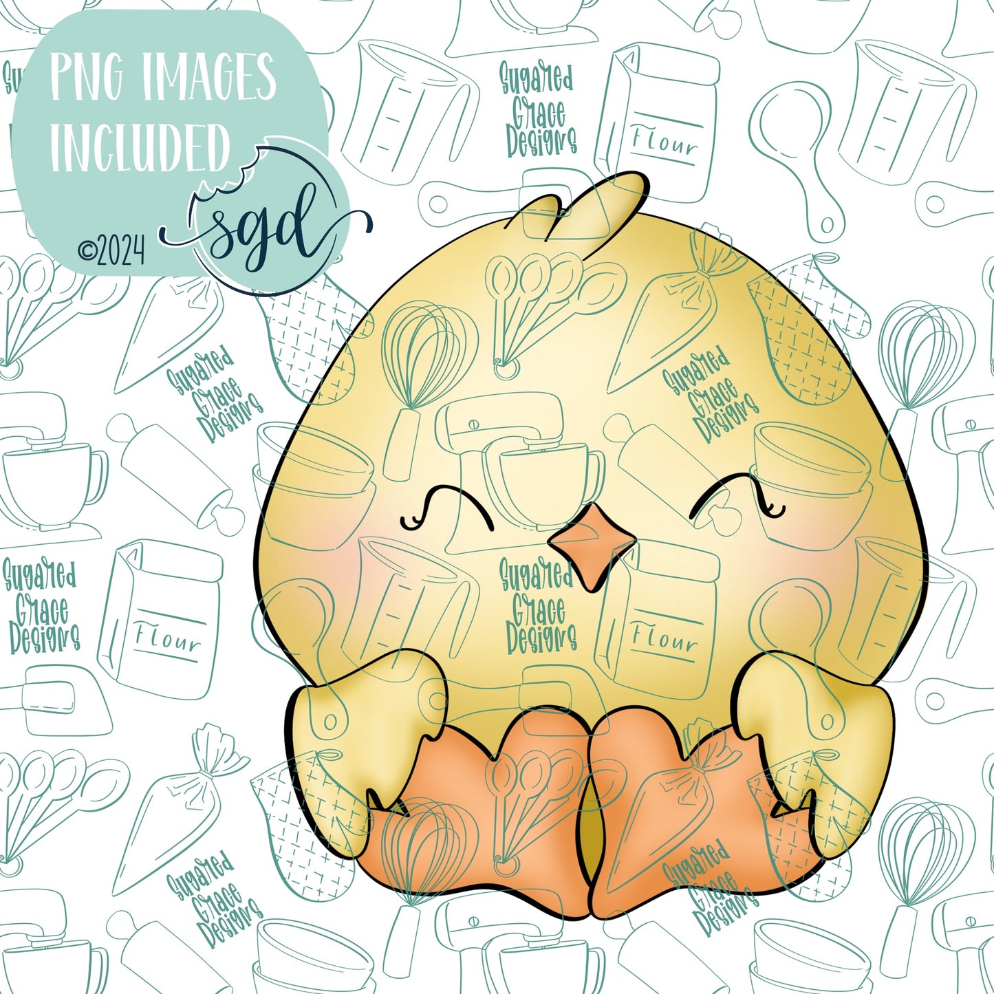 Easter Chick Cookie Cutter STL File  with PNG Images to Match - For 3D Printing and Edible Ink Printers