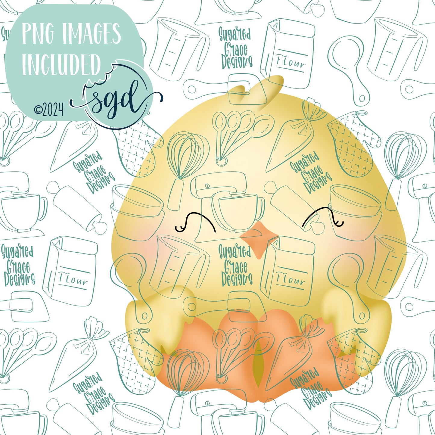Easter Chick Cookie Cutter STL File  with PNG Images to Match - For 3D Printing and Edible Ink Printers