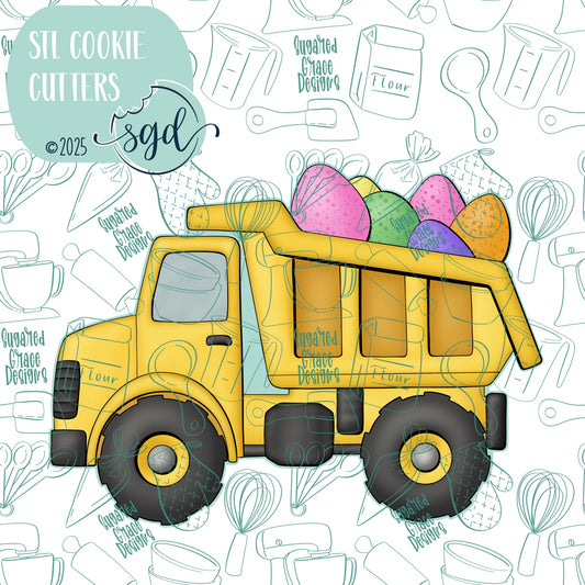 Easter Egg Dump Truck Cookie Cutter STL File  with PNG Images to Match - For 3D Printing and Edible Ink Printers