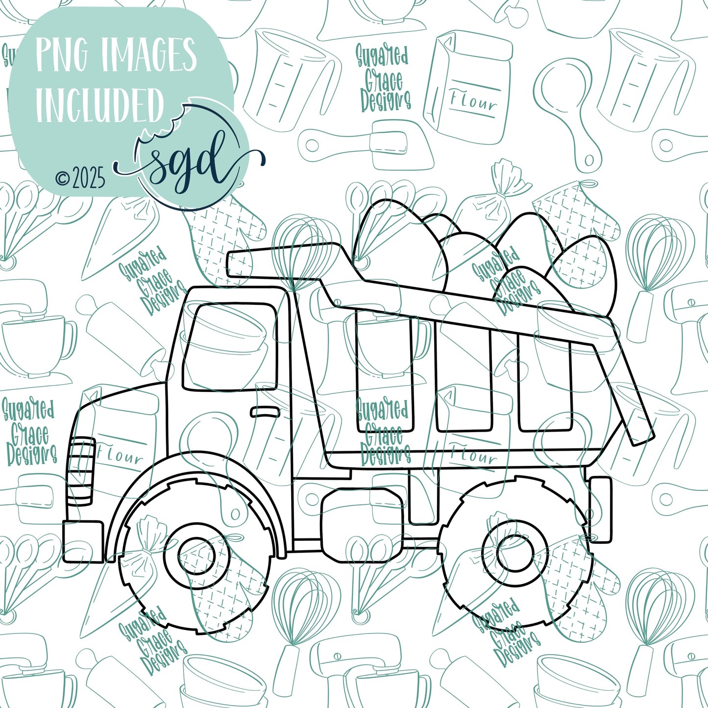 Easter Egg Dump Truck Cookie Cutter STL File  with PNG Images to Match - For 3D Printing and Edible Ink Printers