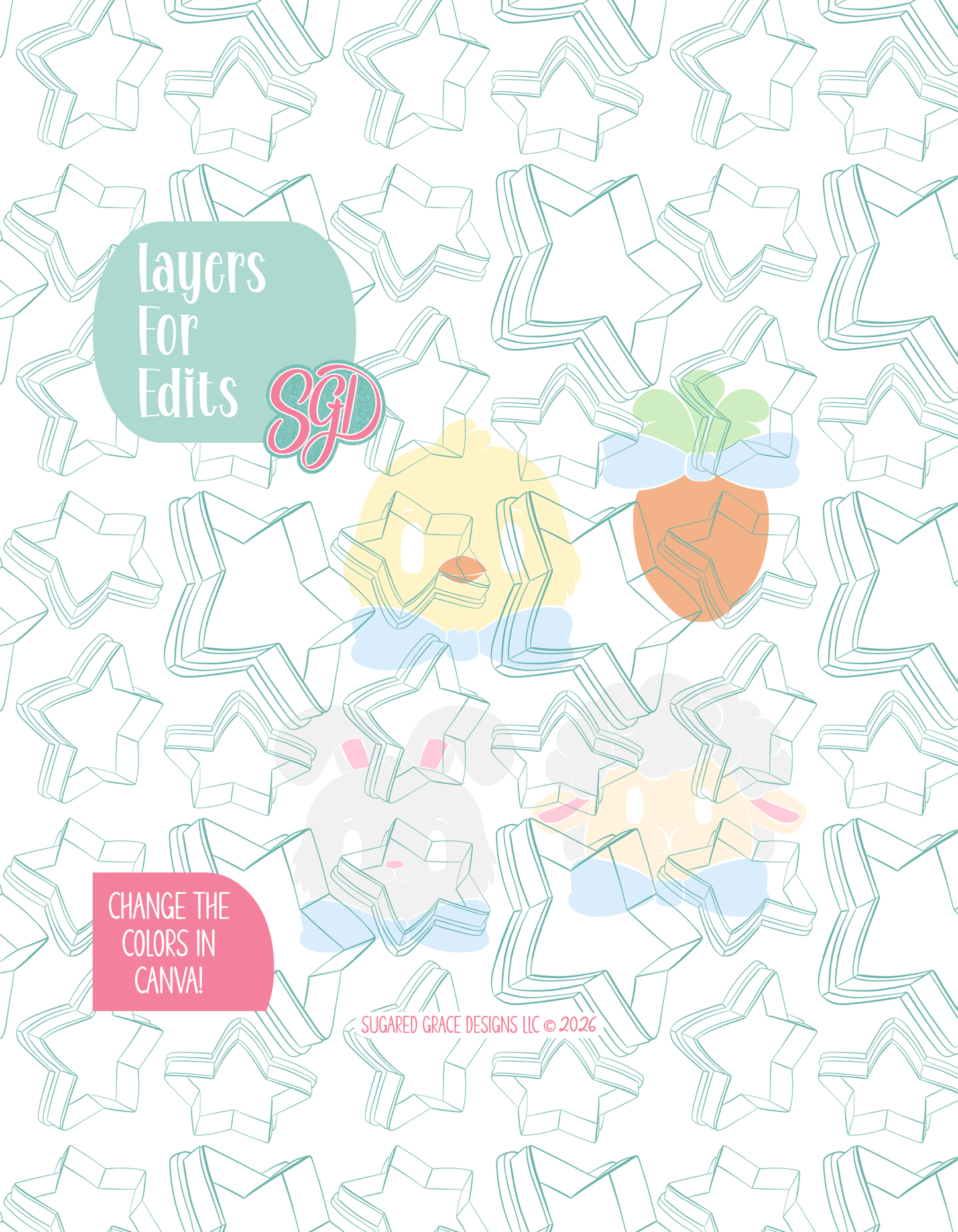 Editable Easter Animal Cookie Cutter STL and PNG Set with 4 Designs (Digital Download)