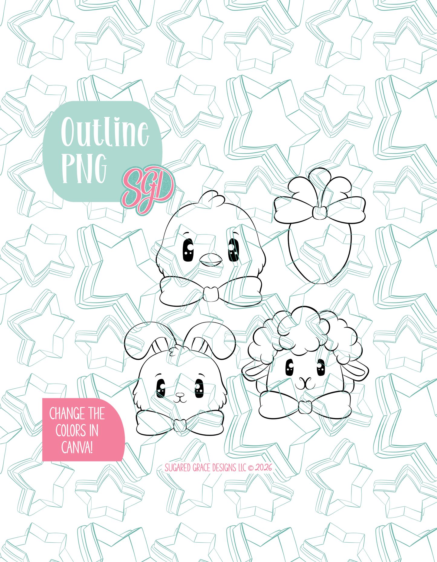 Editable Easter Animal Cookie Cutter STL and PNG Set with 4 Designs (Digital Download)