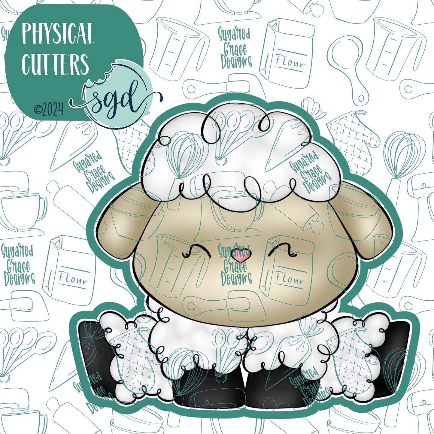 Easter Sheep Cookie Cutter with PNG Images to Match - Hand Drawn Graphics for Edible Ink Printers