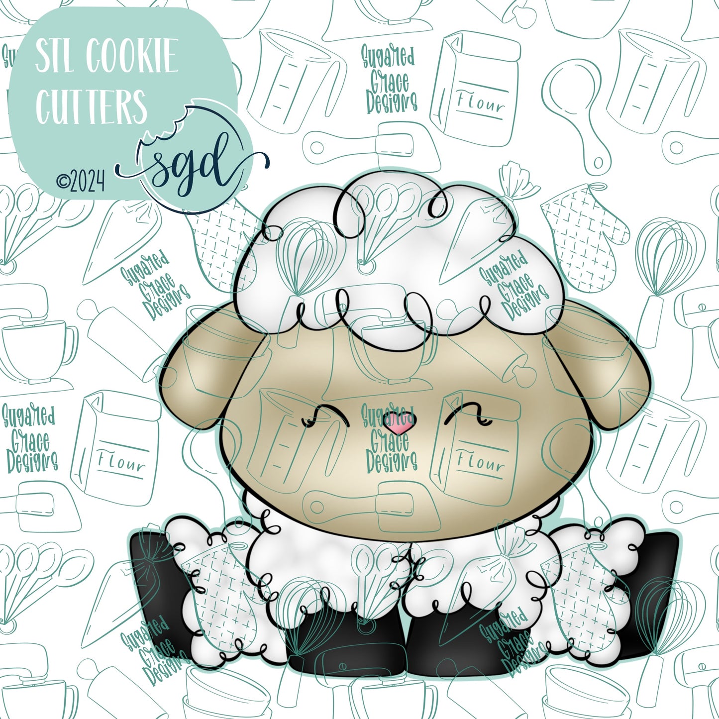 Easter Sheep Cookie Cutter STL File  with PNG Images to Match - For 3D Printing and Edible Ink Printers