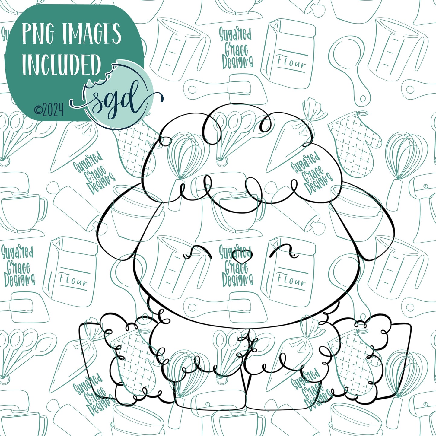 Easter Sheep Cookie Cutter with PNG Images to Match - Hand Drawn Graphics for Edible Ink Printers