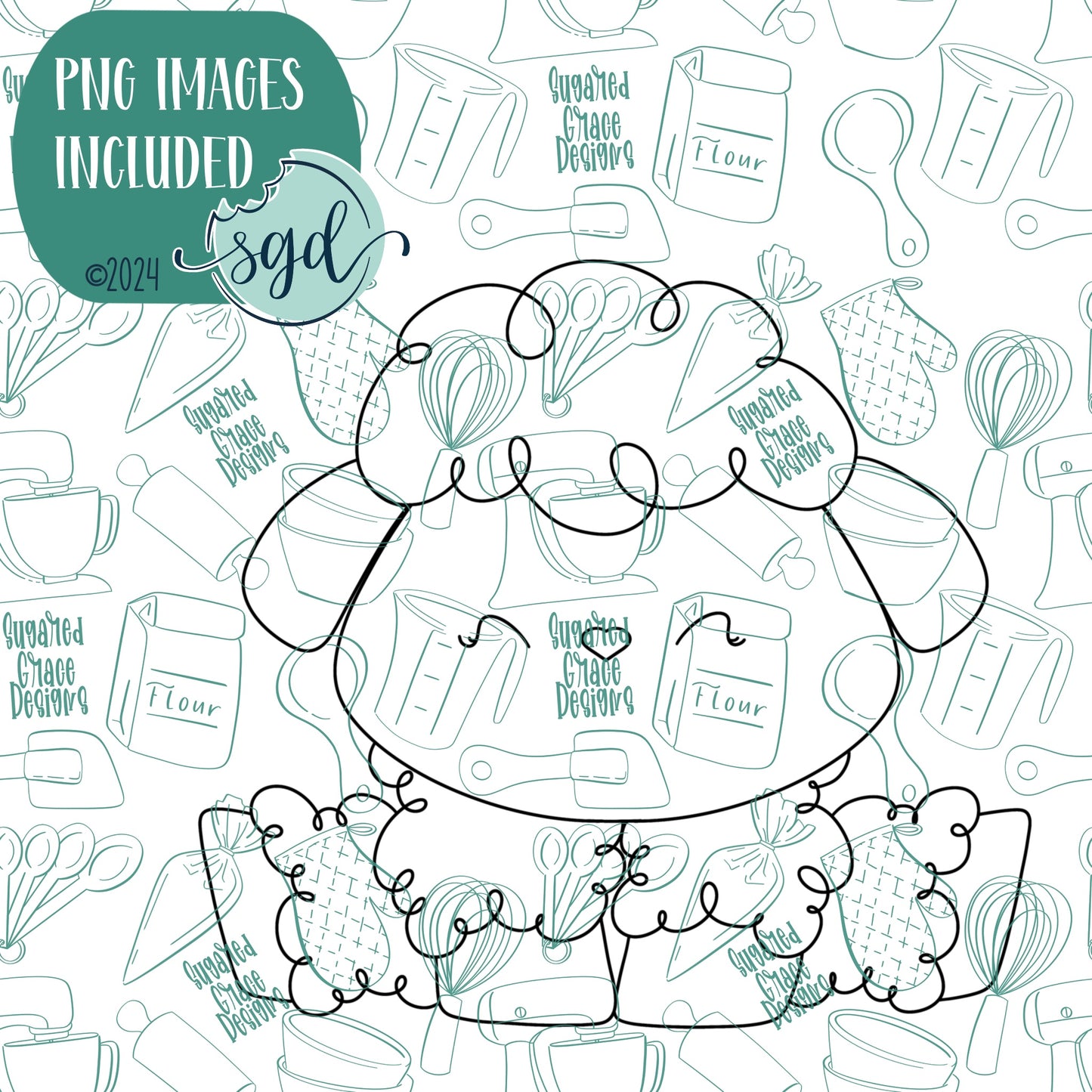 Easter Sheep Cookie Cutter with PNG Images to Match - Hand Drawn Graphics for Edible Ink Printers