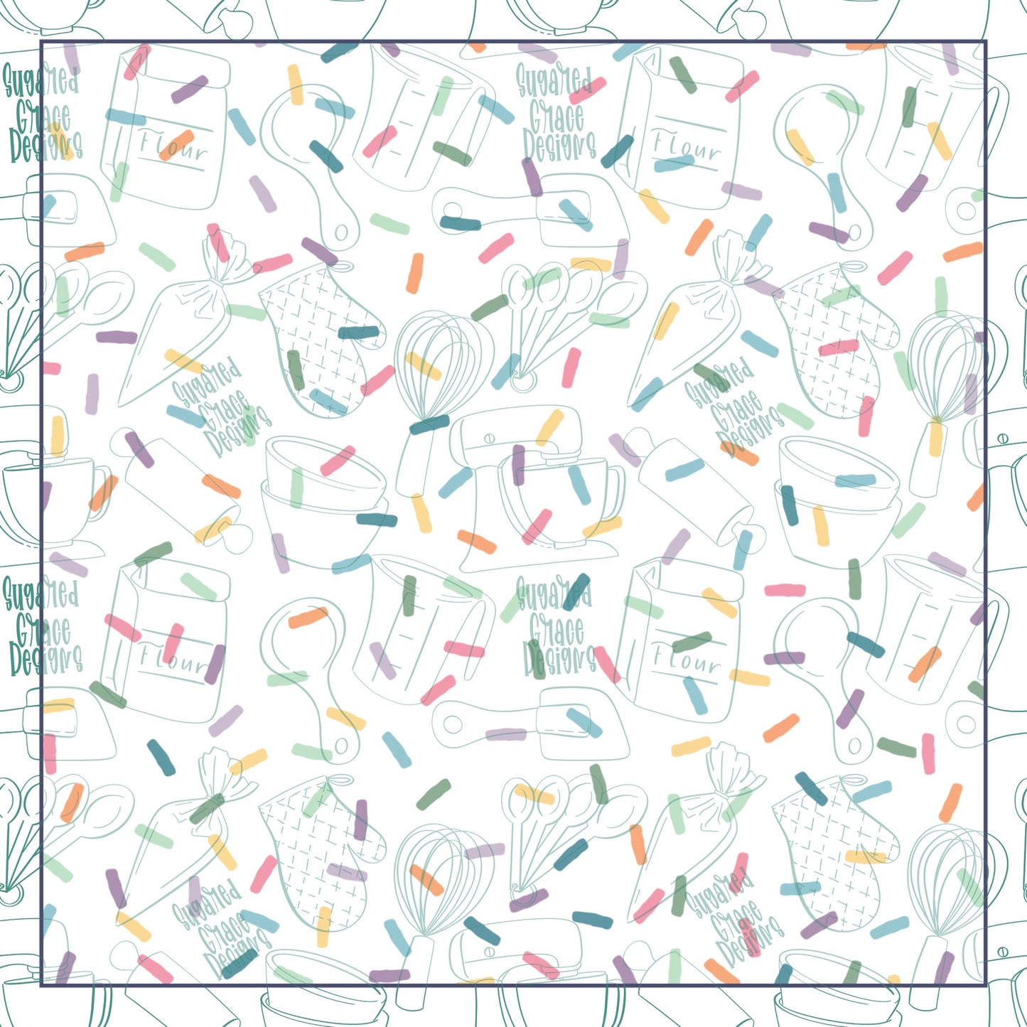 Easter Sprinkle Pattern Cookie Backers in PDF file format with 11 sizes to choose from - Hand Drawn packaging for bags and boxes