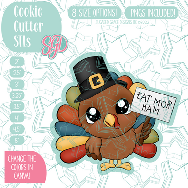 Eat More Ham Turkey Cookie Cutter STL File with PNG Images to Match - For 3D Printing and Edible Ink Printers