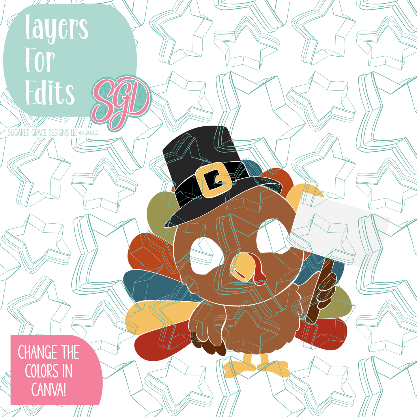Eat More Ham Turkey Cookie Cutter STL File with PNG Images to Match - For 3D Printing and Edible Ink Printers