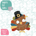 Eat More Ham Turkey Cookie Cutter with PNG Images to Match - Hand Drawn Graphics for Edible Ink Printers