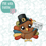 Eat More Ham Turkey Cookie Cutter with PNG Images to Match - Hand Drawn Graphics for Edible Ink Printers