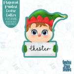 Christmas Elf place setting cookie cutter with png images for edible ink printers including Eddie