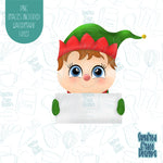 Christmas Elf place setting cookie cutter with png images for edible ink printers including Eddie