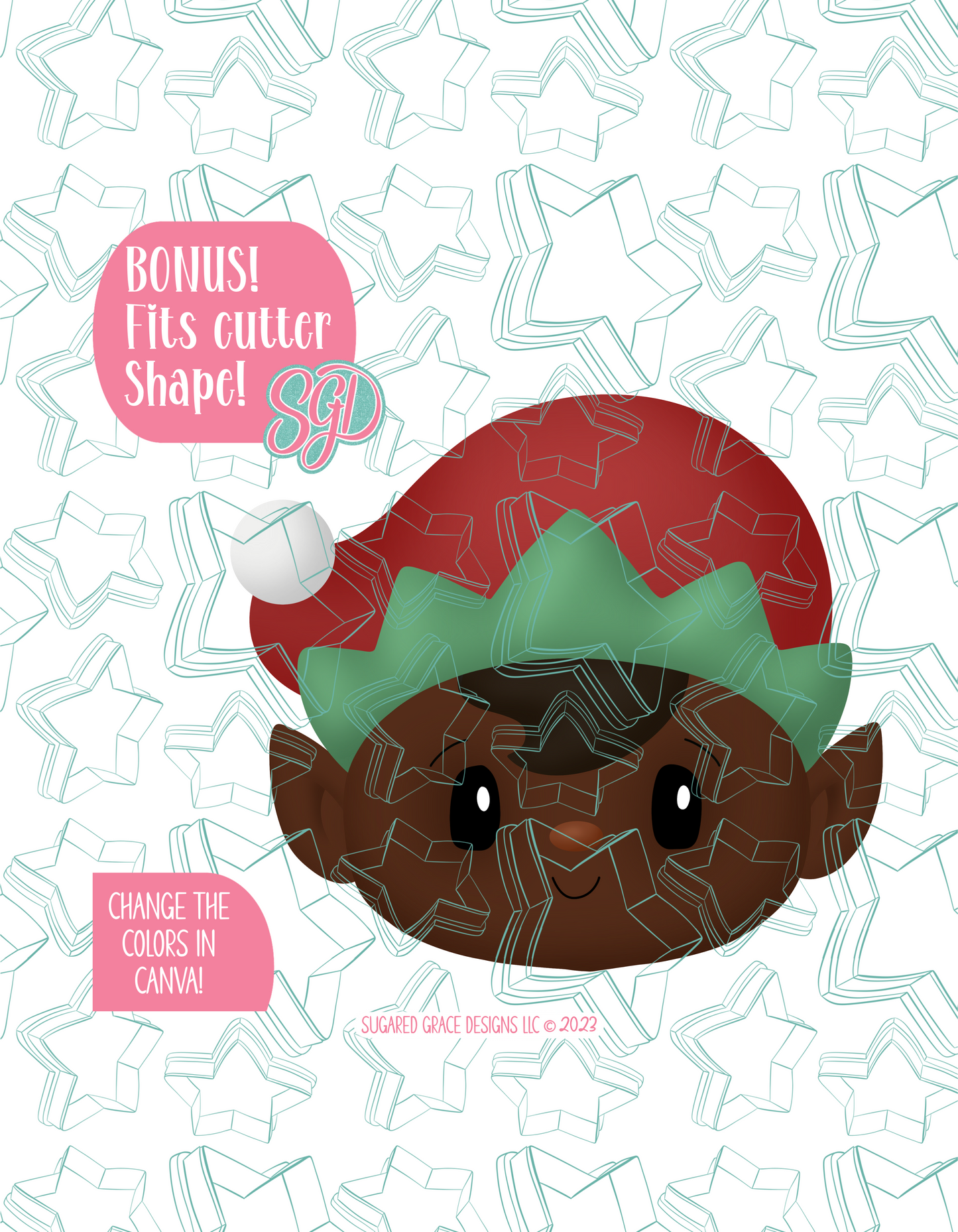 Christmas Elf Cookie Cutter STL File with PNG Images to Match - For 3D Printing and Edible Ink Printers