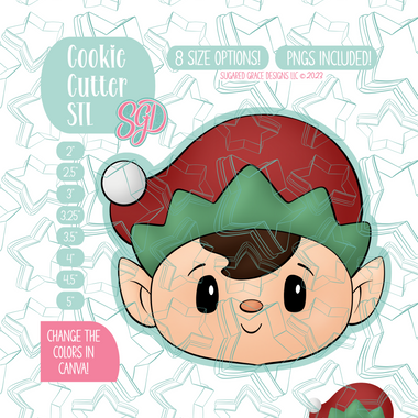 Christmas Elf Cookie Cutter STL File with PNG Images to Match - For 3D Printing and Edible Ink Printers