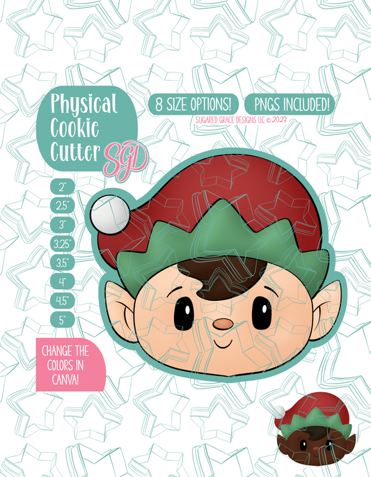 Christmas Elf Cookie Cutter with PNG Images to Match - Hand Drawn Graphics for Edible Ink Printers