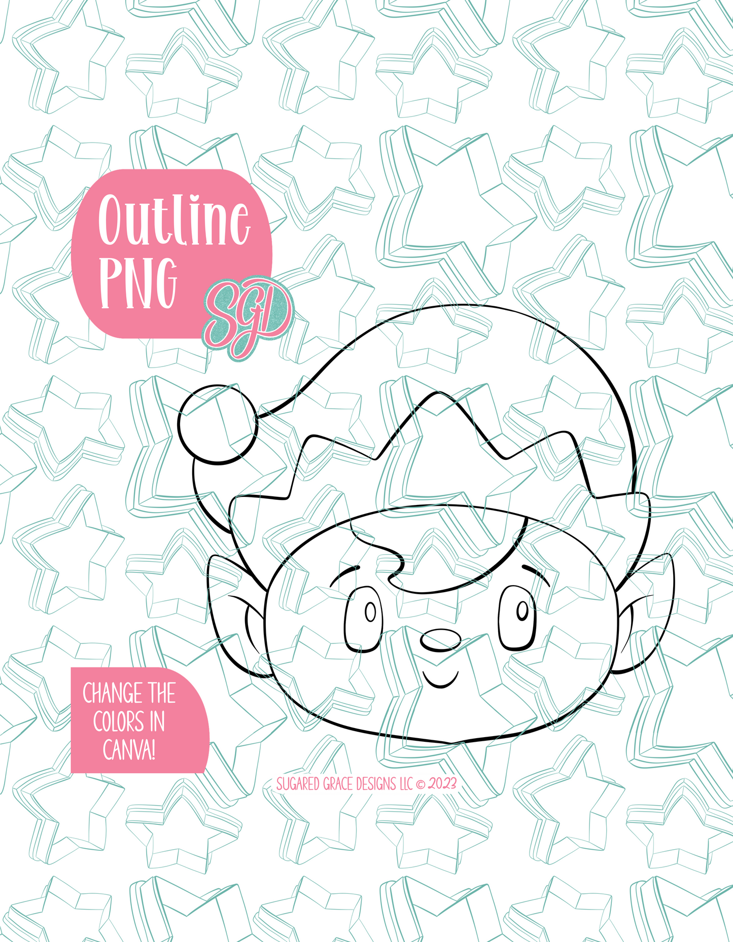 Christmas Elf PNG Image Set for Edible Ink Printers - Hand Drawn Editable Graphics
