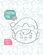 Christmas Elf Cookie Cutter with PNG Images to Match - Hand Drawn Graphics for Edible Ink Printers