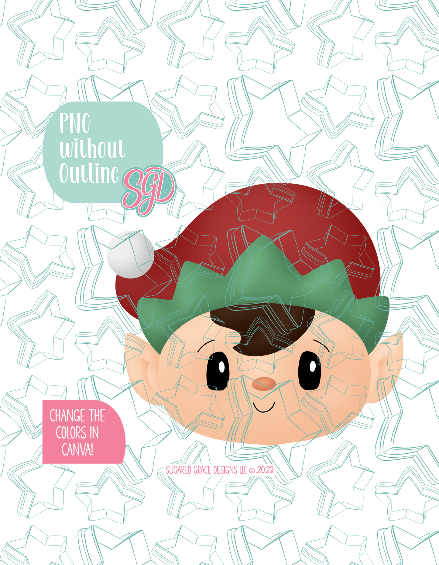 Christmas Elf Cookie Cutter STL File with PNG Images to Match - For 3D Printing and Edible Ink Printers