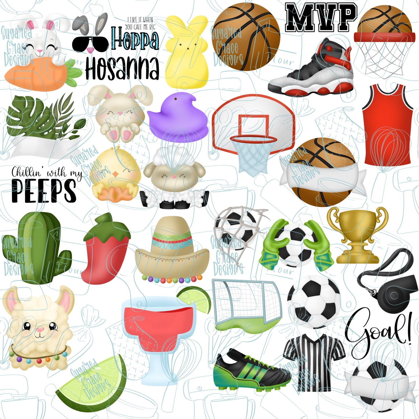 February 2024 PNG Image Bundle for Edible Ink Printers Including Eddie