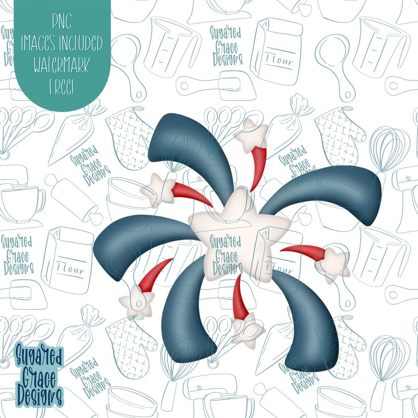 4th of July Firework Cookie Cutter with Matching Printable PNG Images for Edible Ink Printers Including Eddie
