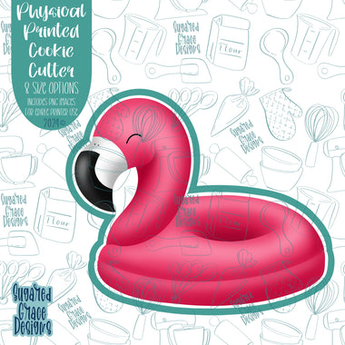 Flamingo Pool Float Cookie Cutter with Matching Printable PNG Images for Edible Ink Printers Including Eddie