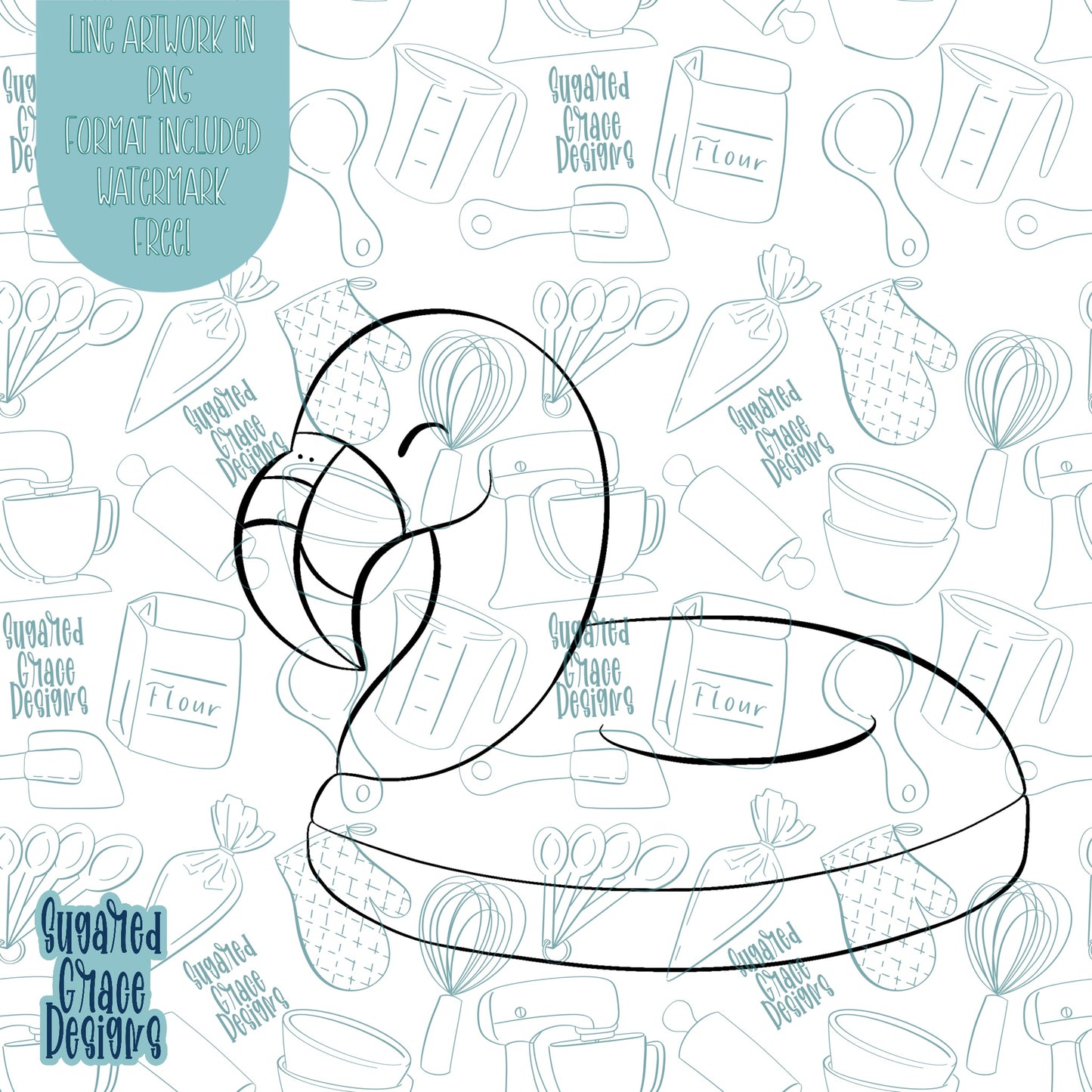 Flamingo Pool Float Cookie Cutter STL Files for 3D Printing with Matching Printable PNG Images for Edible Ink Printers Including Eddie