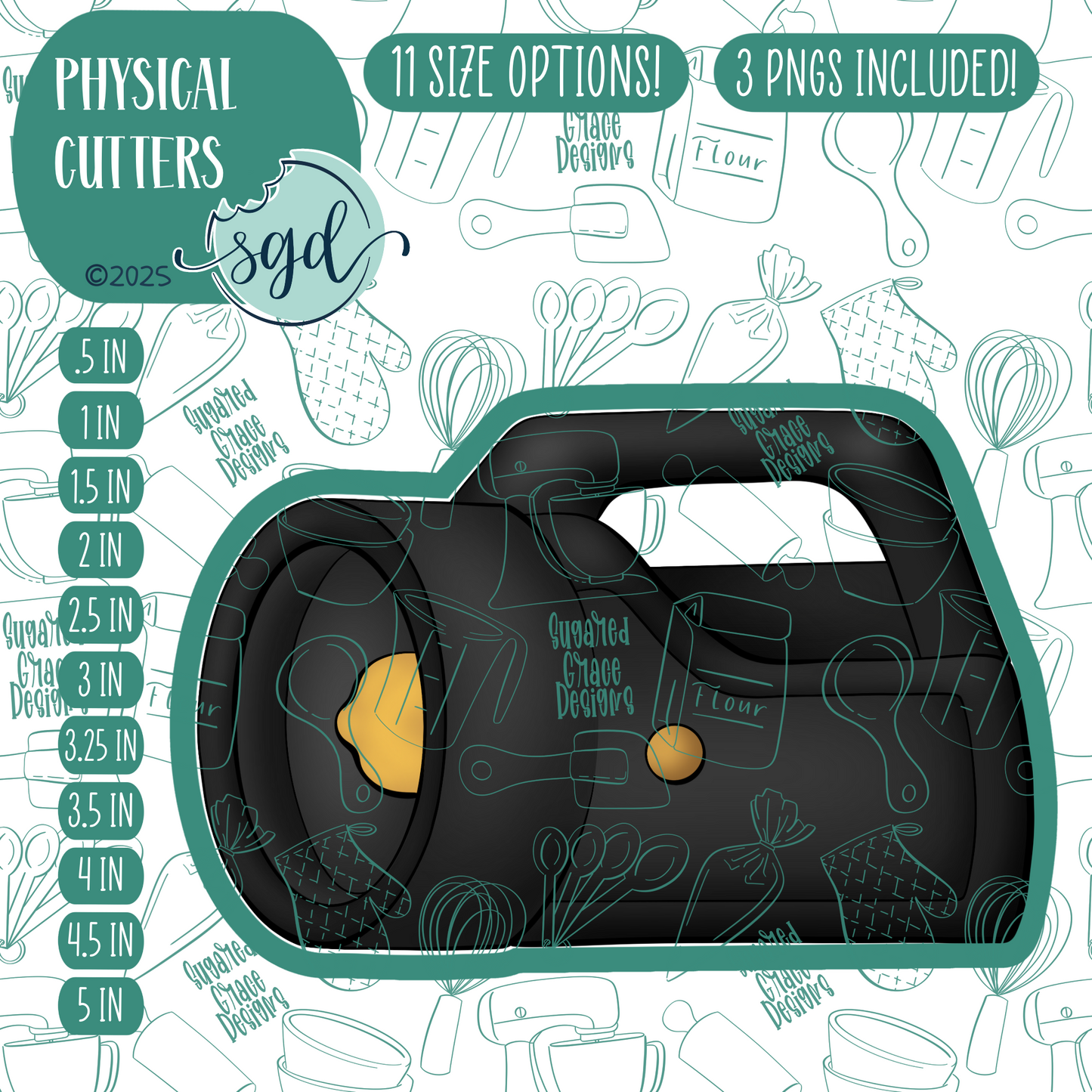 Flashlight Cookie Cutter with PNG Images to Match - Hand Drawn Graphics for Edible Ink Printers